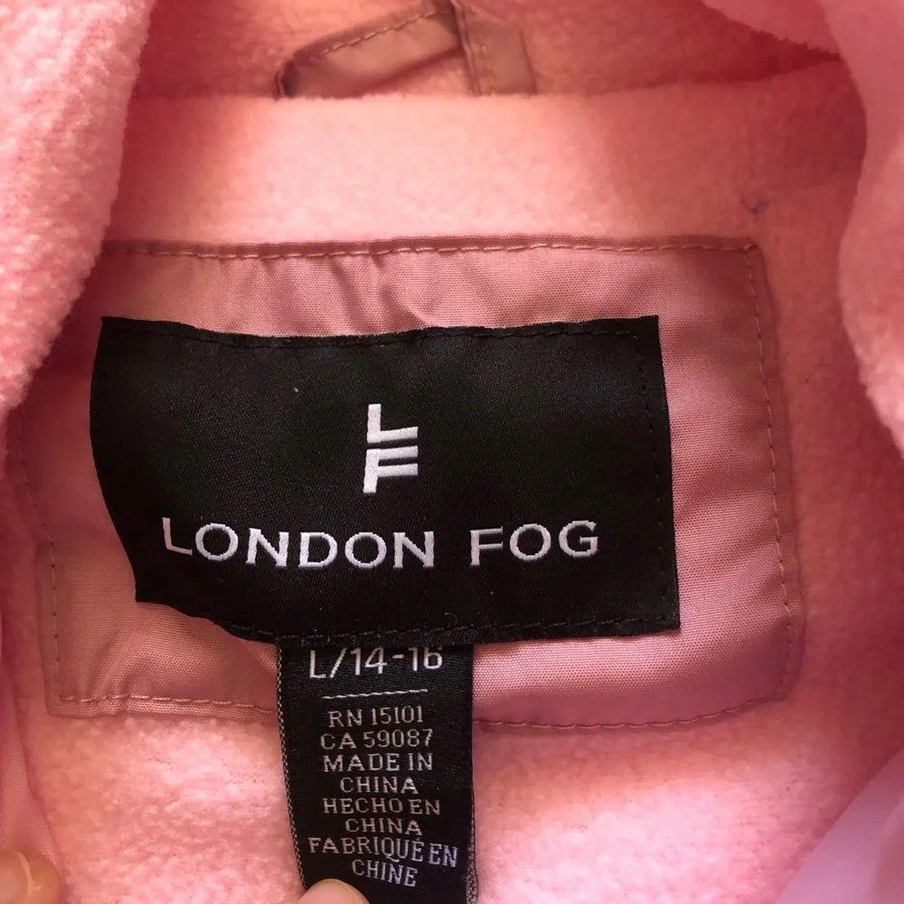 London Fog Girls Puffer Jacket Hooded Coat L 14/16 Mauve Pink Warm Winter - Picture 5 of 9